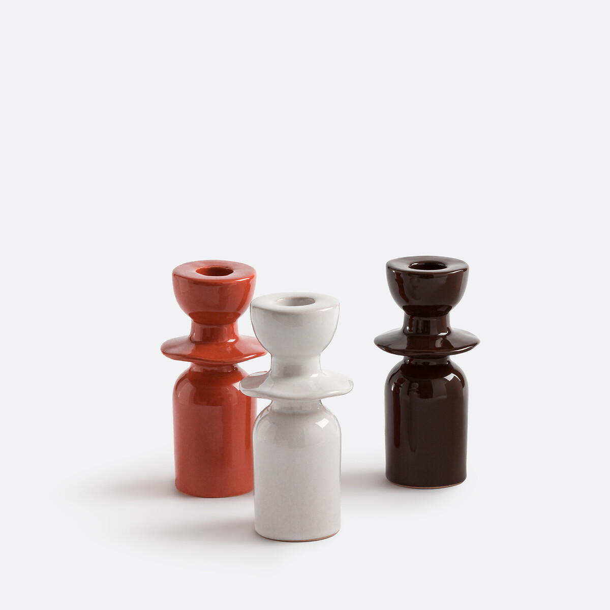 Bougeoir en céramique H13,7 cm, Greta marron, LA REDOUTE INTERIEURS