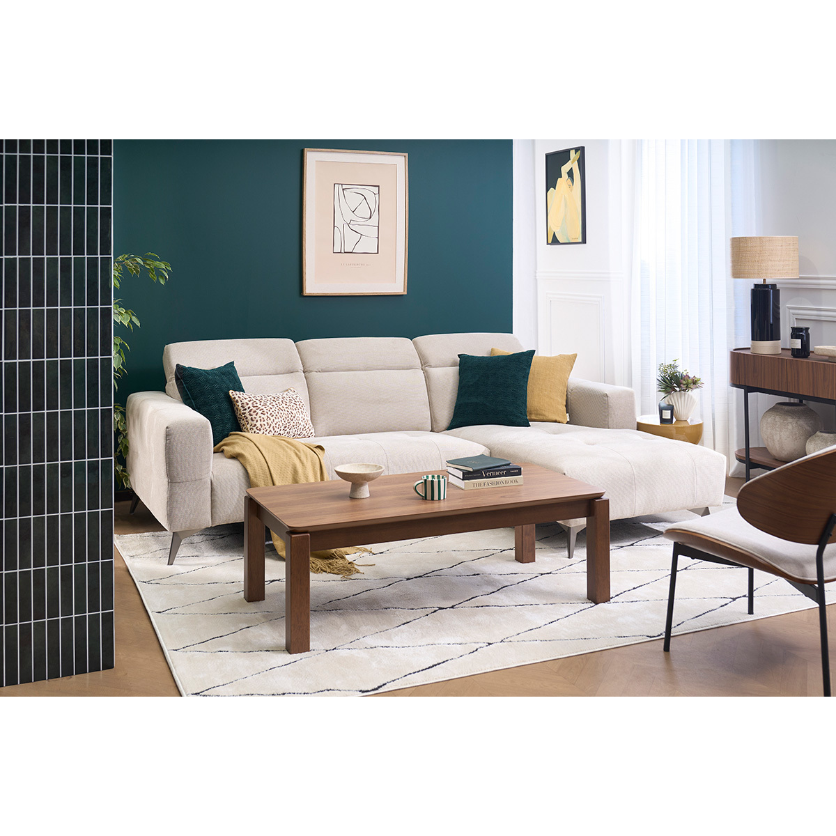 Table basse rectangulaire en bois foncé noyer L120 cm RAYA noyer, MILIBOO
