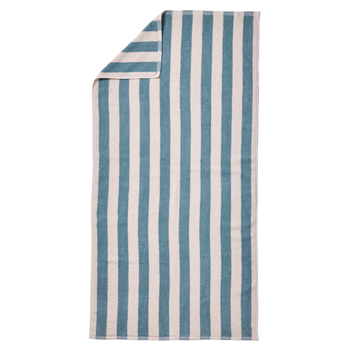 Serviette de bain rayée TRANSAT , avec coton recyclé rayé bleu, VERTBAUDET