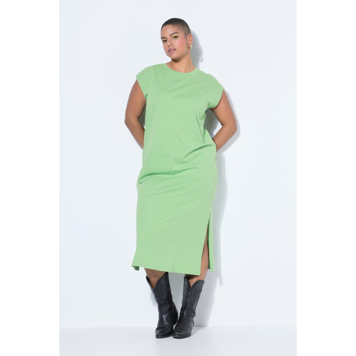 Robe midi en jersey oversized à encolure vert pomme, STUDIO UNTOLD
