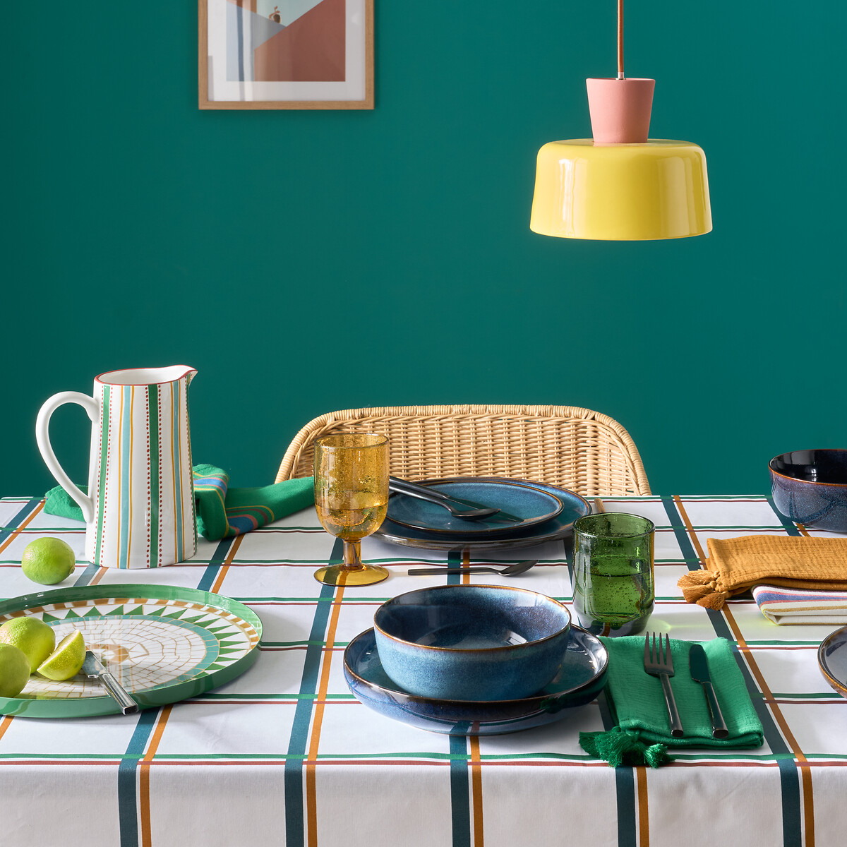 Lampada a sospensione in ceramica colorata Ø 21 cm, Jimna giallo, LA REDOUTE INTERIEURS
