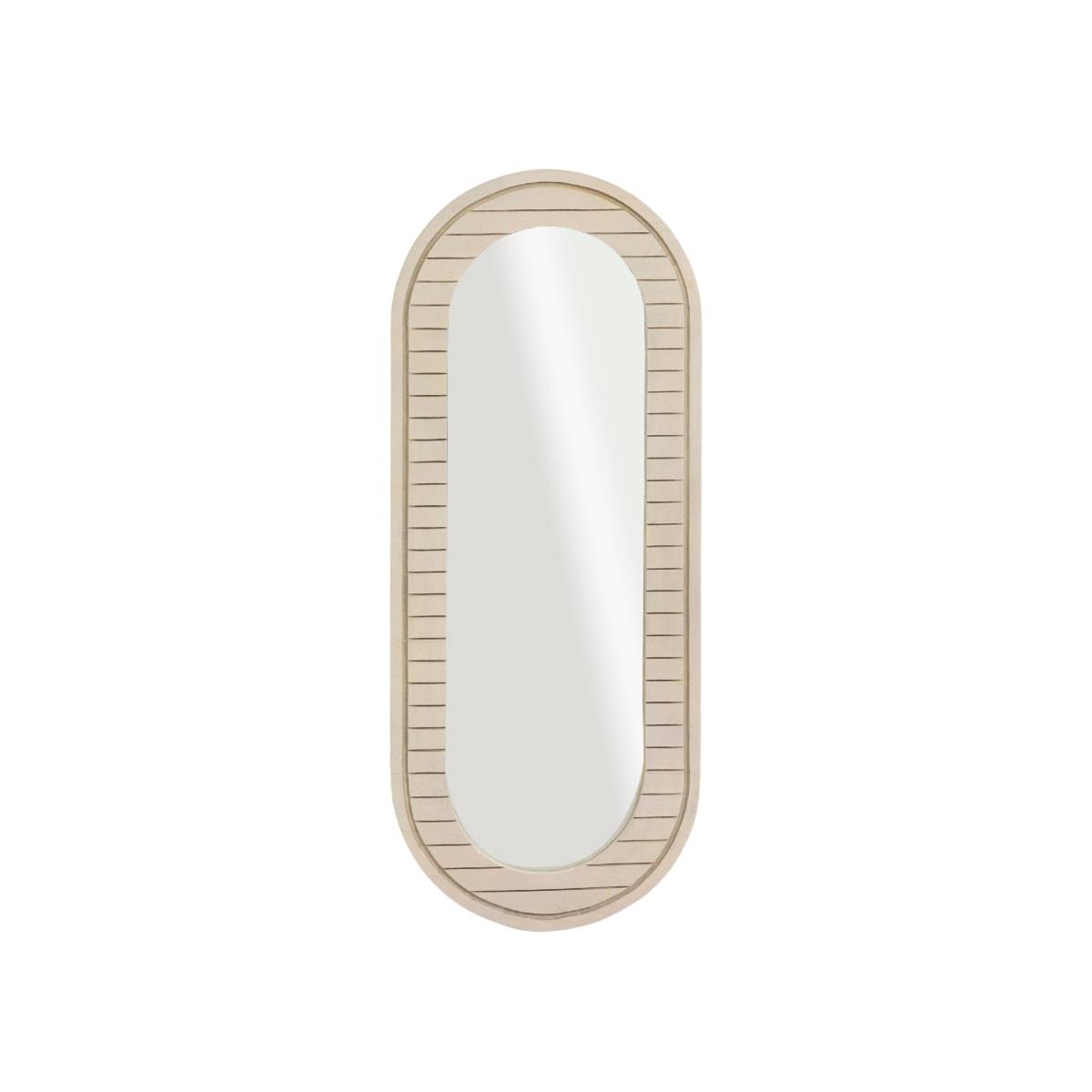 Miroir en bois de manguier ovale YONI bois clair, MADE IN MEUBLES 