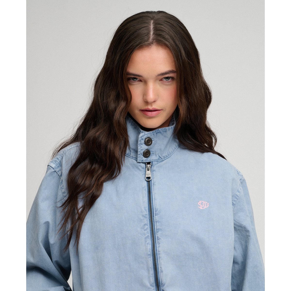 Blouson Harrington en Coton bleu denim délavé, SUPERDRY