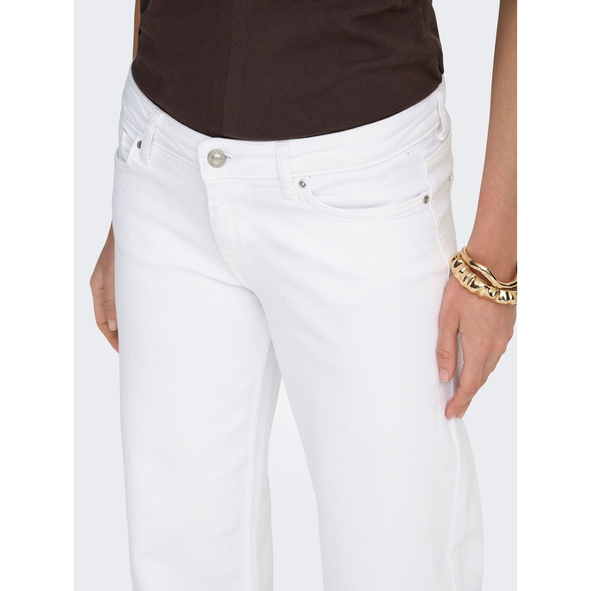 Jean À Jambe Large white denim, ONLY