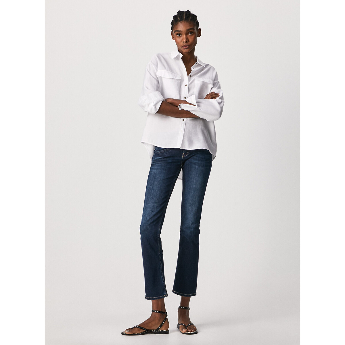 Gen slim fit jeans with mid rise and double buttons ultra dark, PEPE JEANS