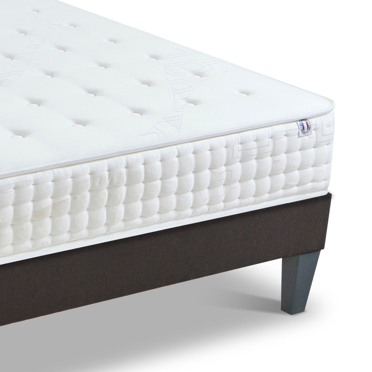 Pack Apollon 90x190 cm Matelas Mousse + Sommier Bois + Accessoires blanc, OLYMPE LITERIE