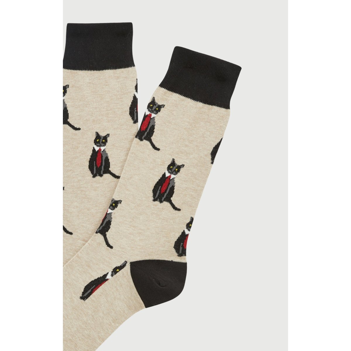 Chaussettes en coton imprimé Cat sup Beige beige, ARTHUR