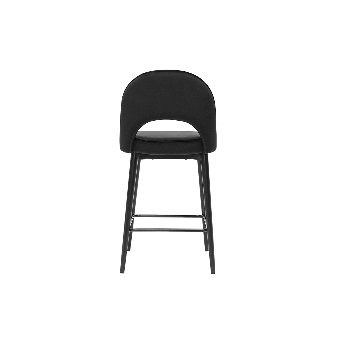 Tabouret de bar design en velours noir et métal H69 cm BELLEROSE noir, MILIBOO