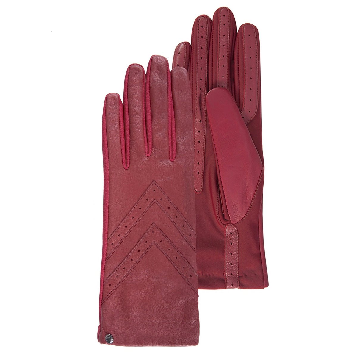 Gants tactiles en cuir de moutone tissu - doublés soie rouge, ISOTONER