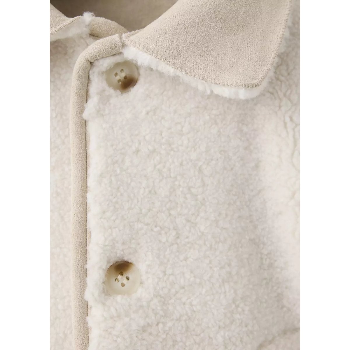 Manteau suédine en imitation mouton écru, MANGO BABY