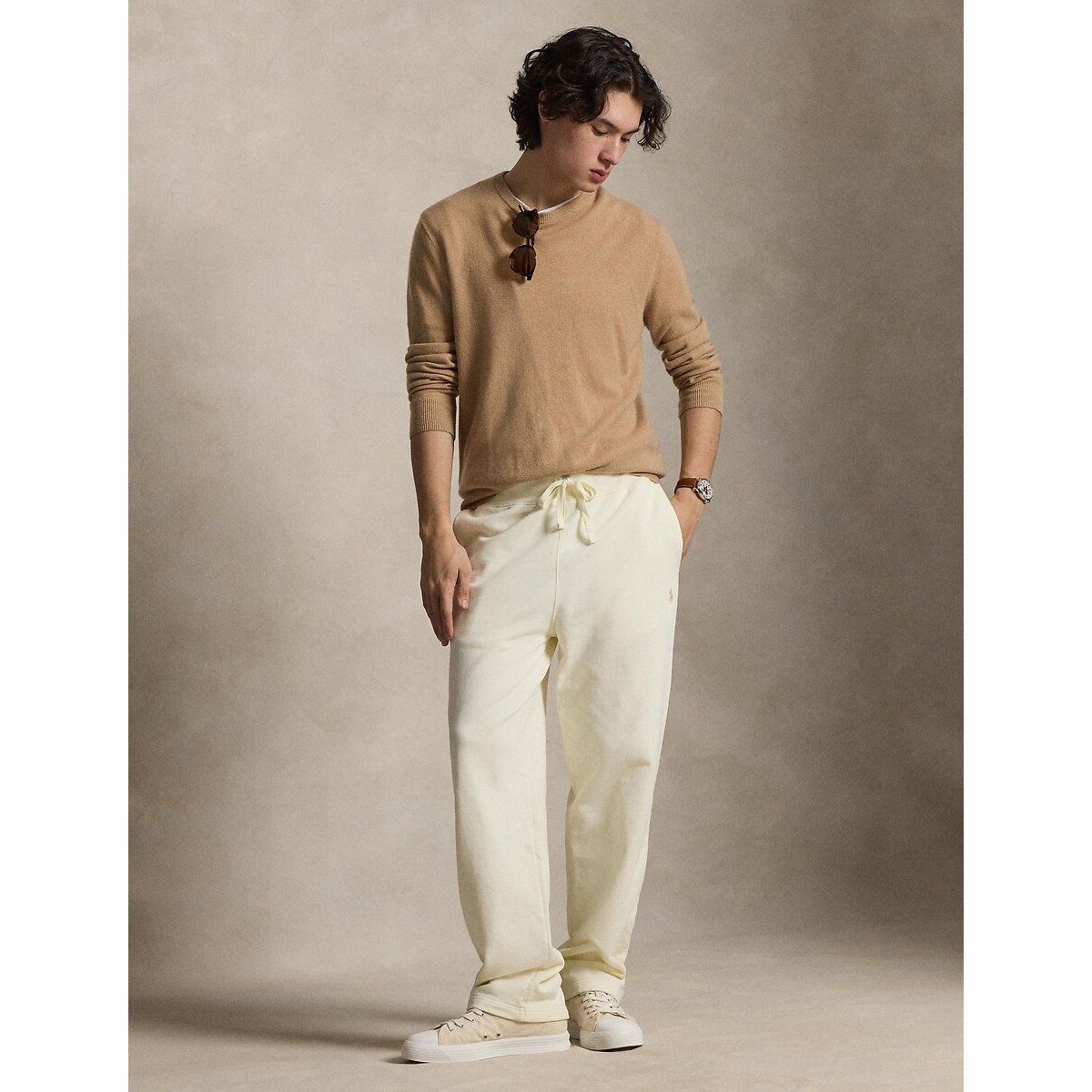 Pantalon cordon serrage molleton bouclé crème, POLO RALPH LAUREN