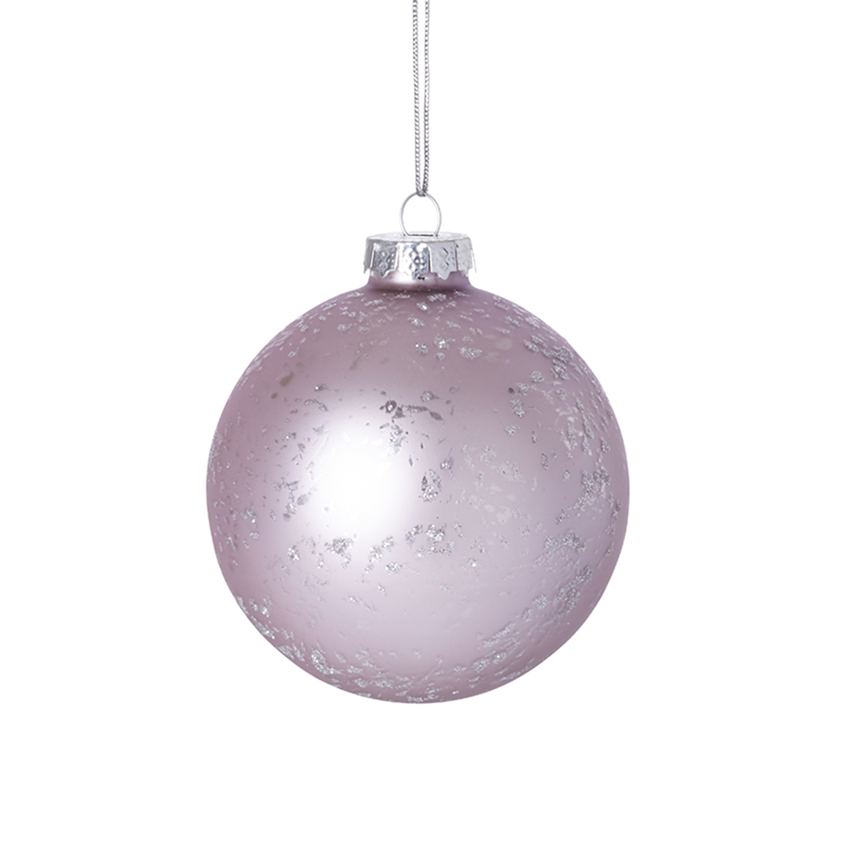 Boule de noël décorative pailletée et mate en verre D8 violet, SIA DECO