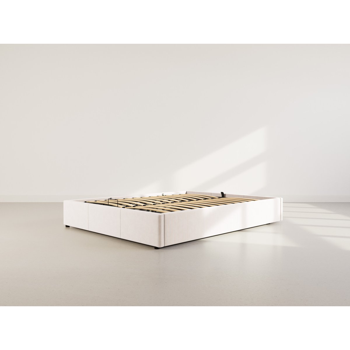 Lit coffre en velours, ISA beige, BEST MOBILIER