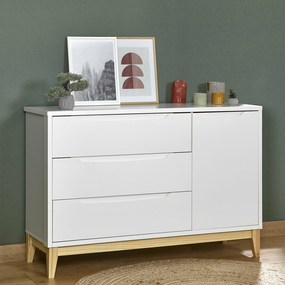 Commode YOONA blanc et bois, AKITEN RETAIL