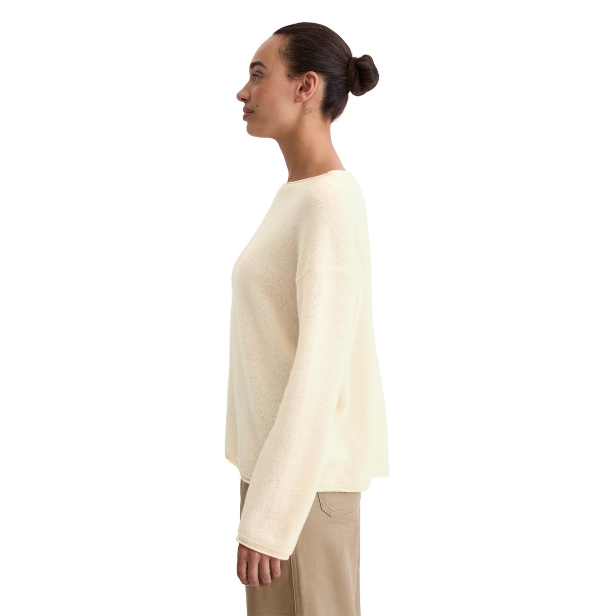 Pull oversized en laine d'agneau moelleuse blanc naturel, MARC O'POLO