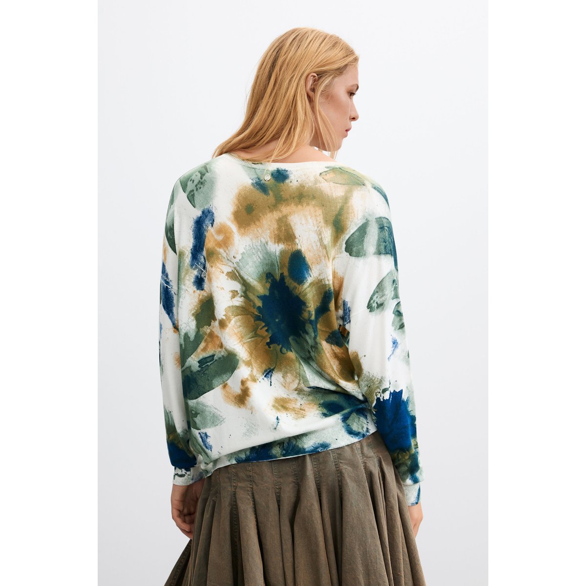 Pull fin imprimé blanc, DESIGUAL
