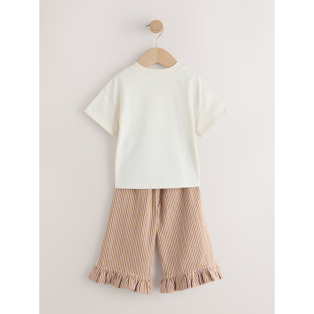 Ensemble t-shirt et pantalon large volanté lapin blanc écru, NEXT