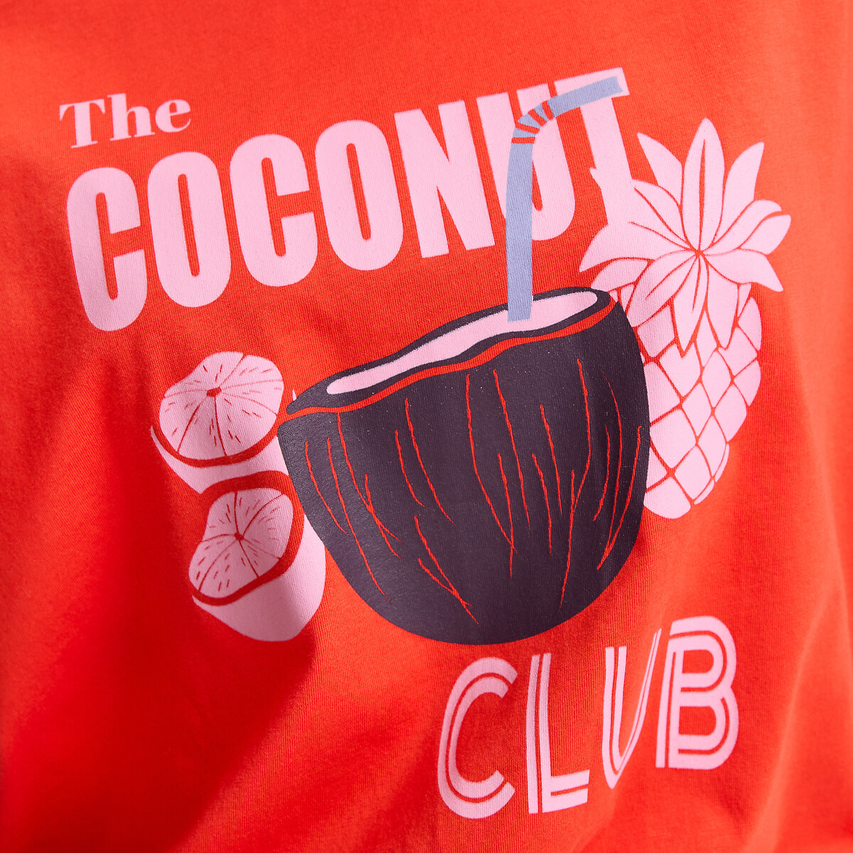 T-shirt col rond manches courtes imprimé rose, LA REDOUTE COLLECTIONS