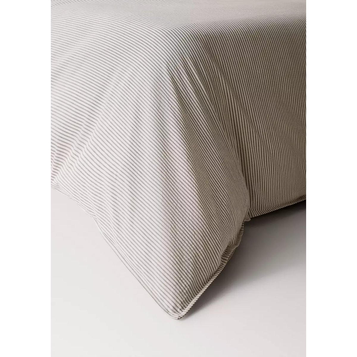 Housse de couette coton seersucker à rayures fines lit 90 cm café, MANGO HOME