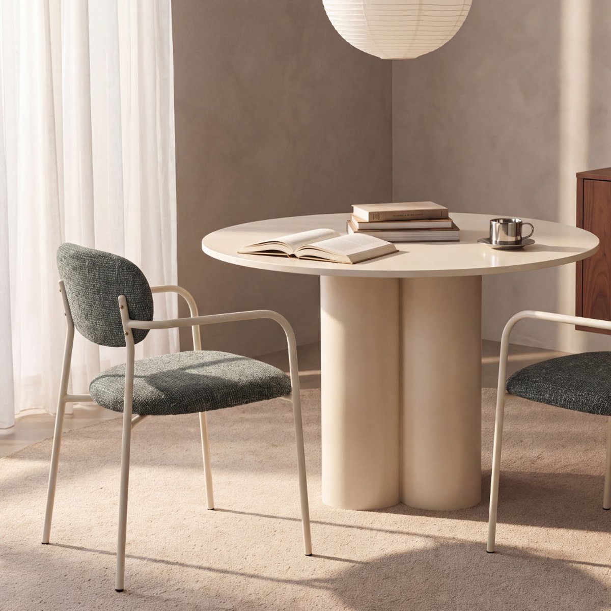Lot de 2 fauteuils de table en tissu pieds métal- ANATOLE vert, DRAWER