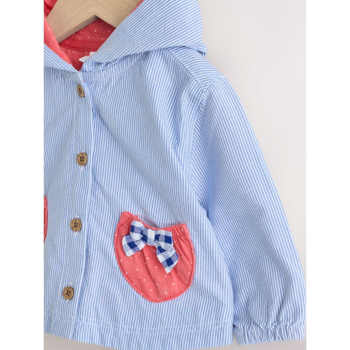 Veste à capuche bébé poche à fraises à rayures bleues, NEXT