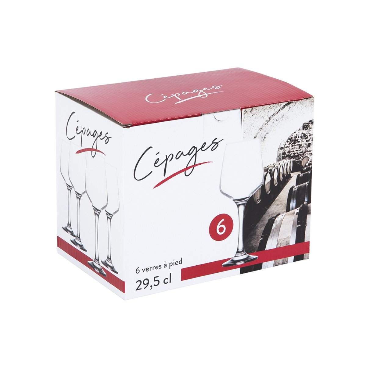 Boîte de 6 verres à pied Cépages 29,5 cl transparent / cristal, TREND'UP