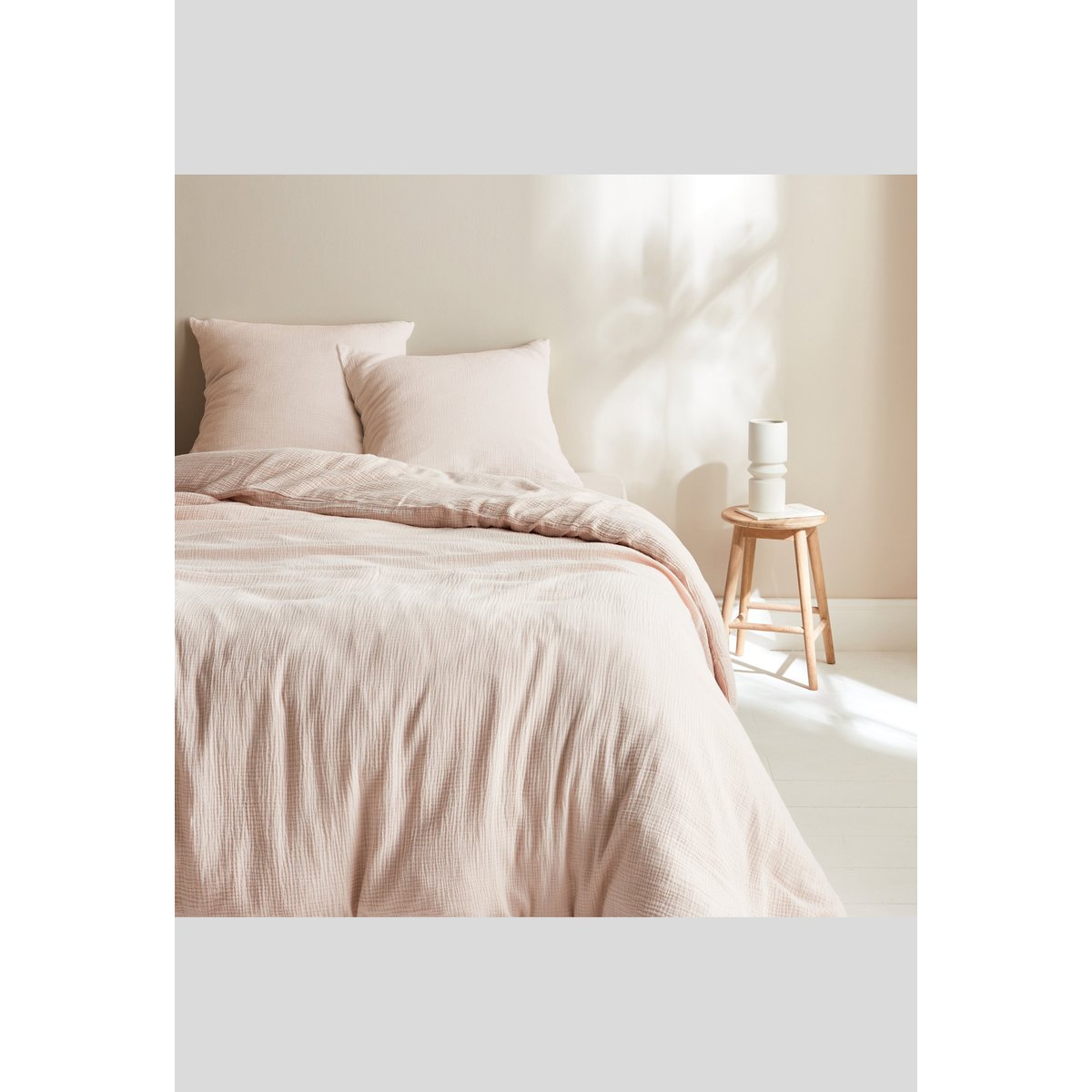 Drap housse 160x200 cm  Gaze de coton bio  Oekotex dragée, MONOPRIX MAISON