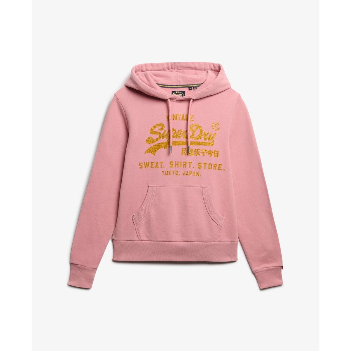 Sweat à capuche décontracté avec logo fantaisie Vintage rose fumé, SUPERDRY