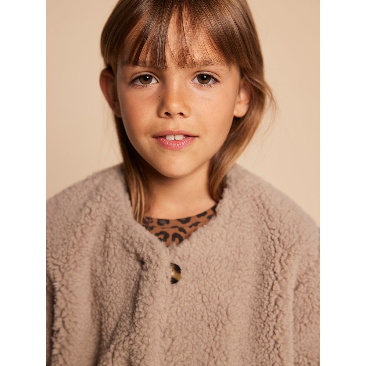 Veste sherpa doublée léopard collection capsule mère- taupe, ENVIE DE FRAISE