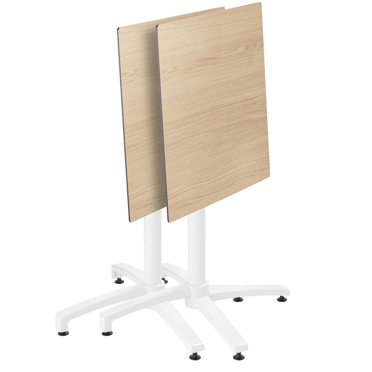 Table en HPL inclinable pied blanc et 2 chaises en métal blanc, OVIALA