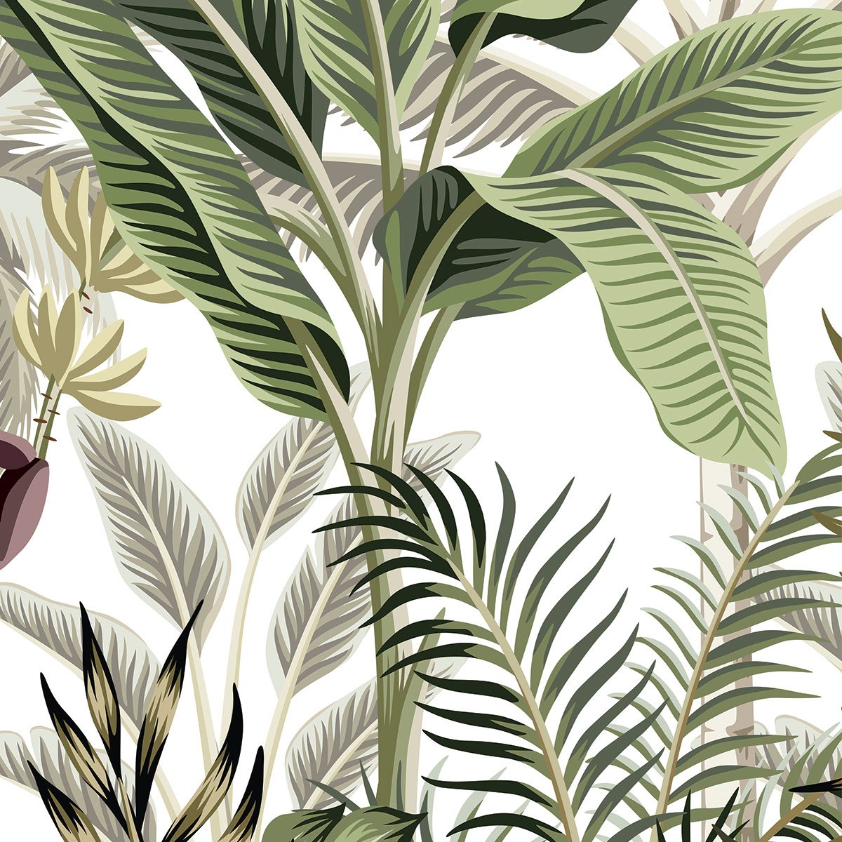 Papier peint panoramique jungle cacao intissé, HEXOA