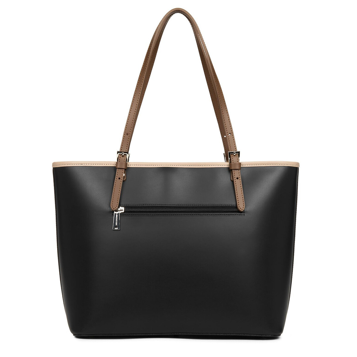 Sac cabas cuir SMOOTH noir/nude, LANCASTER
