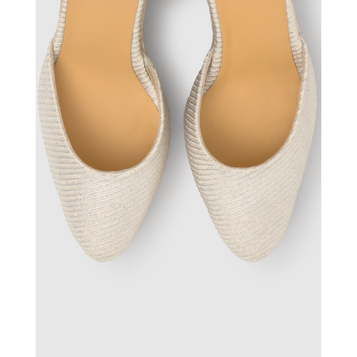 Espadrilles compensées en lin à bout pointu et lacets JOYCE PLATFORM blanc, CASTANER