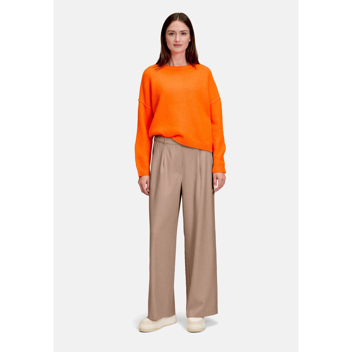 Pull-over en maille à encolure ronde neon orange, BETTY & CO