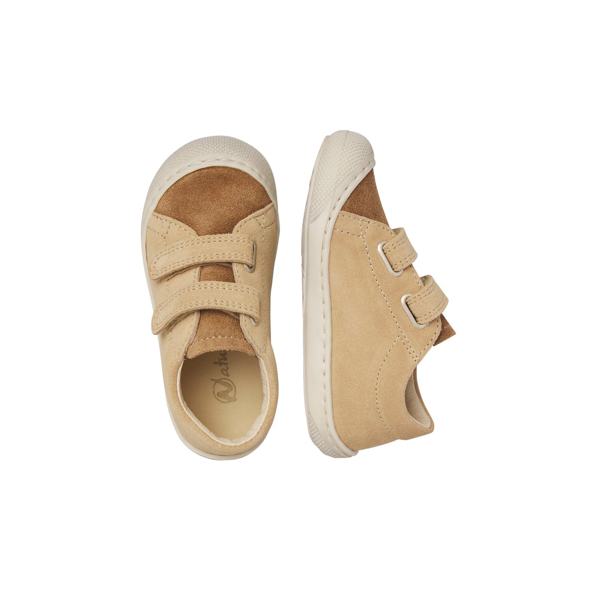 Chaussures premiers pas en daim COCOON LOW VL marron-sable, NATURINO