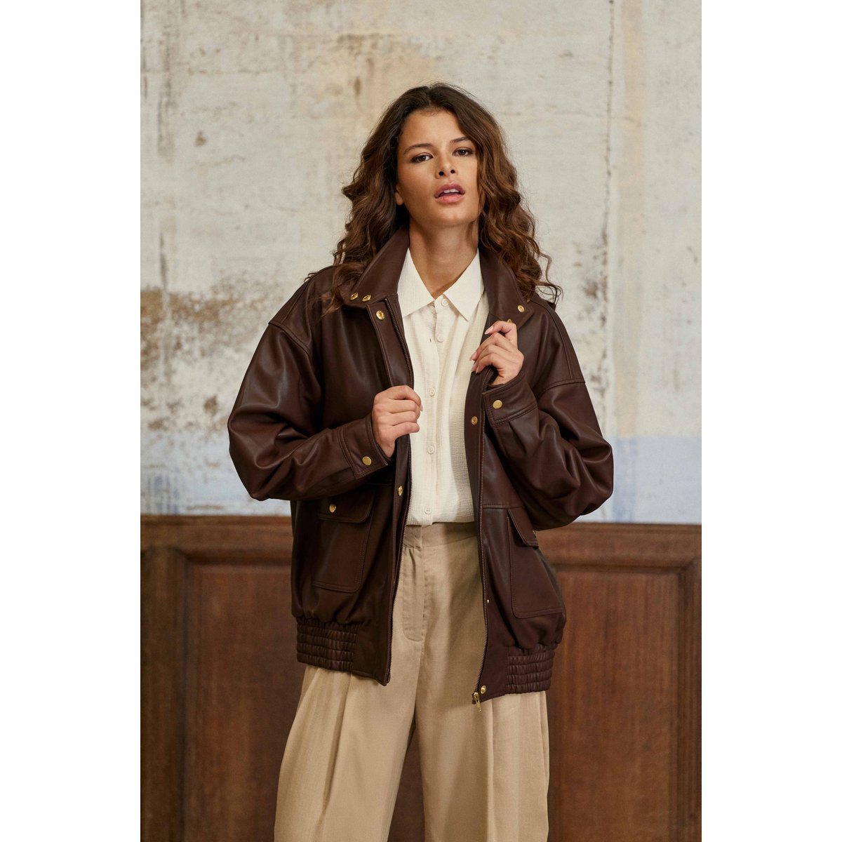 Veste col montant uni FLOY 16-marron, LA PETITE ETOILE