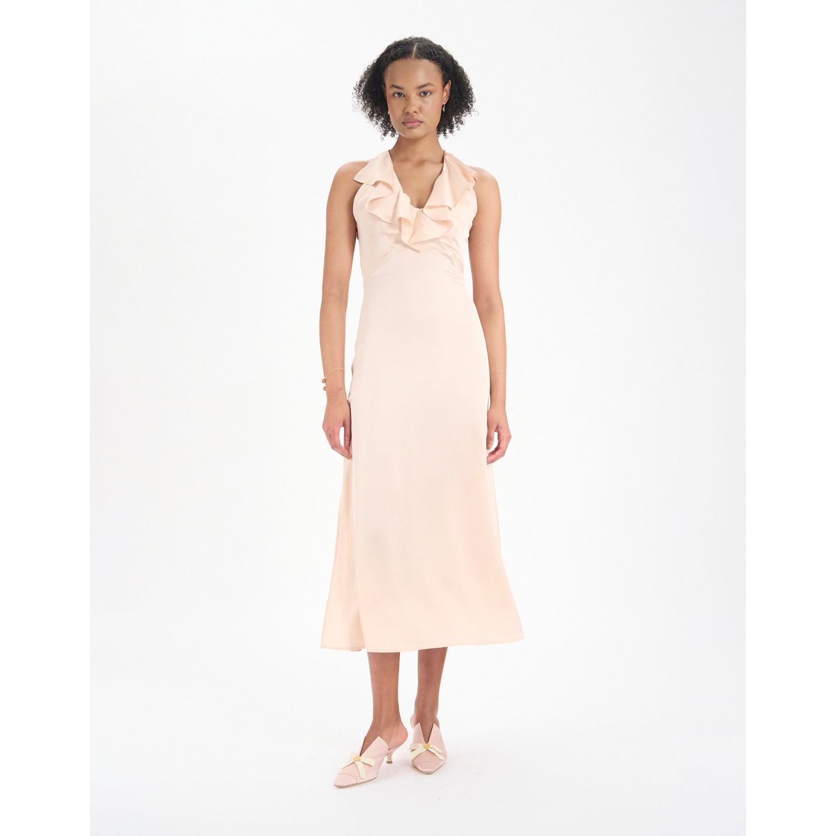 Robe Victorine en viscose mélangée rose pâle pale pink, INES DE LA FRESSANGE PARIS