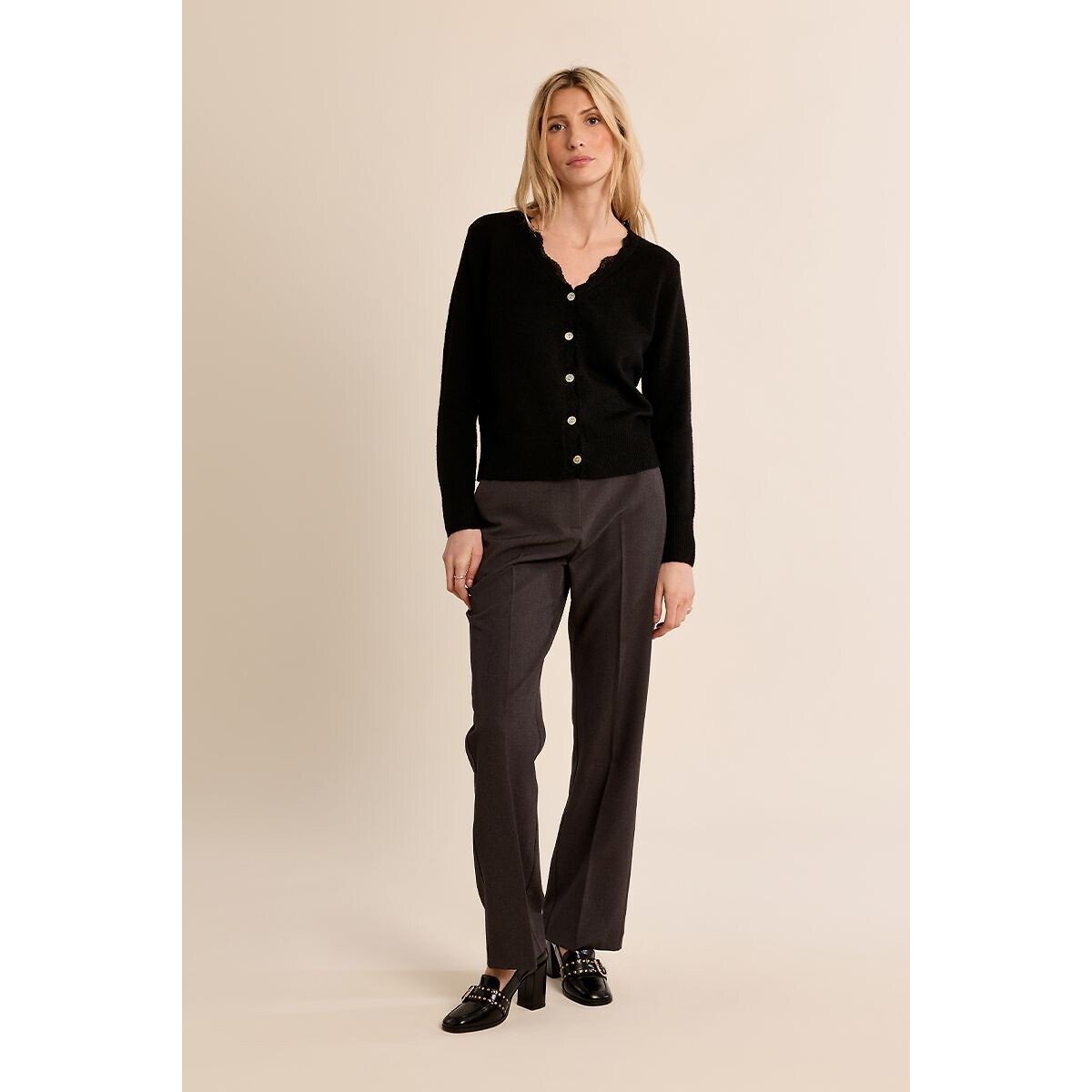 Gilet manches longues col V noir, MOLLY BRACKEN