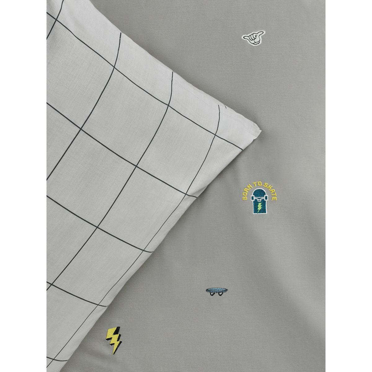Housse de couette et taie d’oreiller en coton badges phosphorescents, NEXT