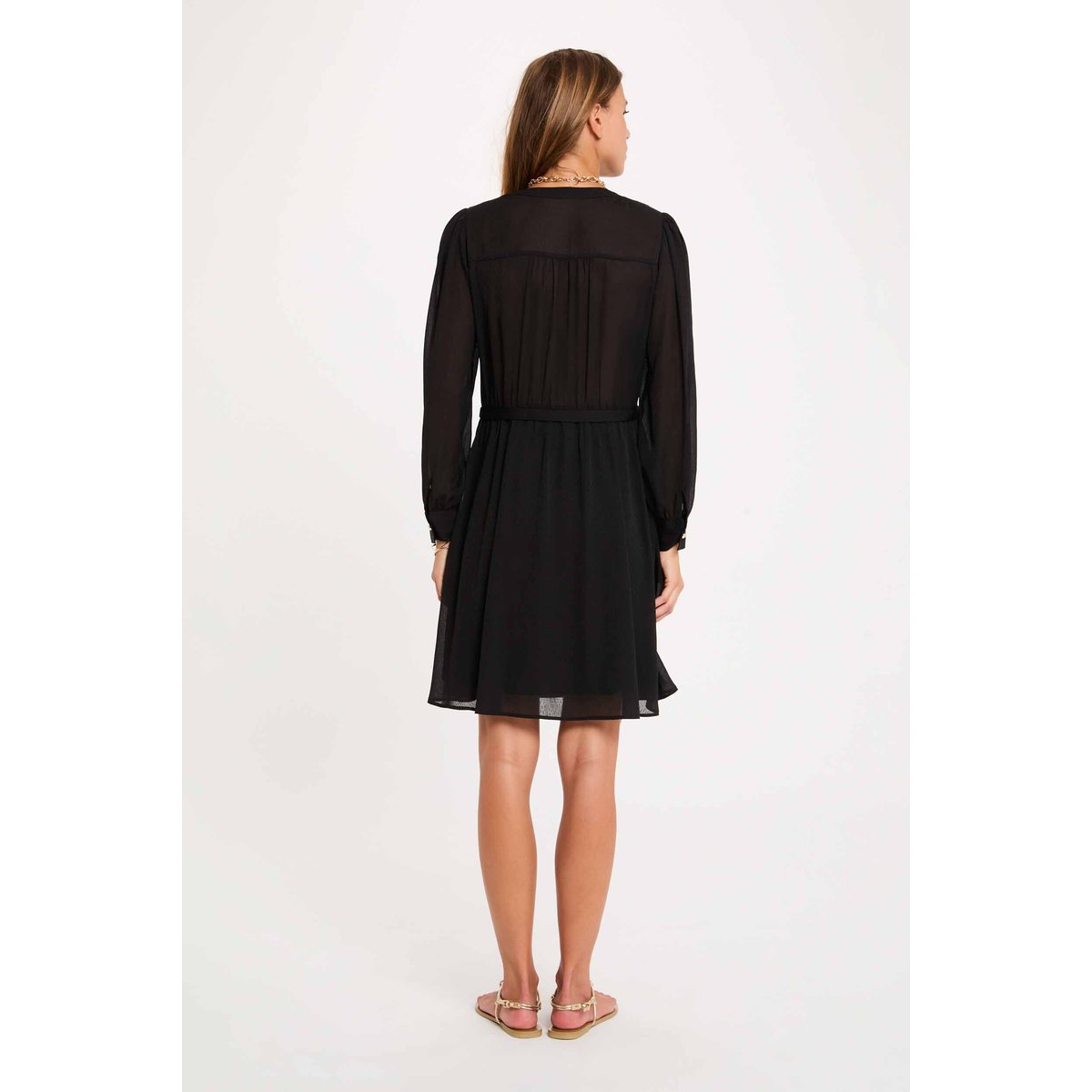 Robe courte jacquard noir, MORGAN