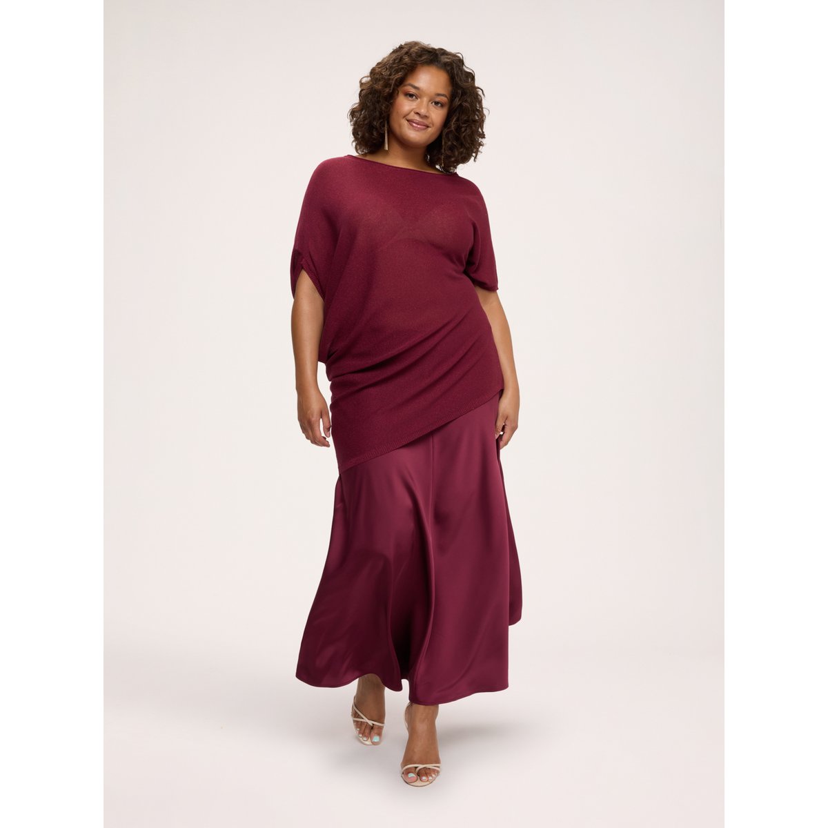 Jupe stretch ligne A burgundy, FIORELLA RUBINO