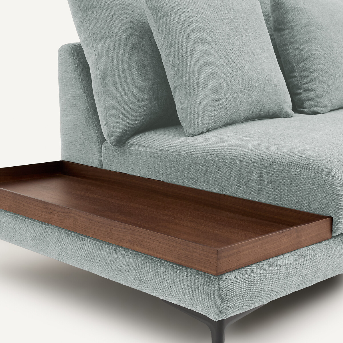 Demi-canapé avec plateau, en polyester natté, MODERNISTE aquamarine, EMMANUEL GALLINA X AM.PM