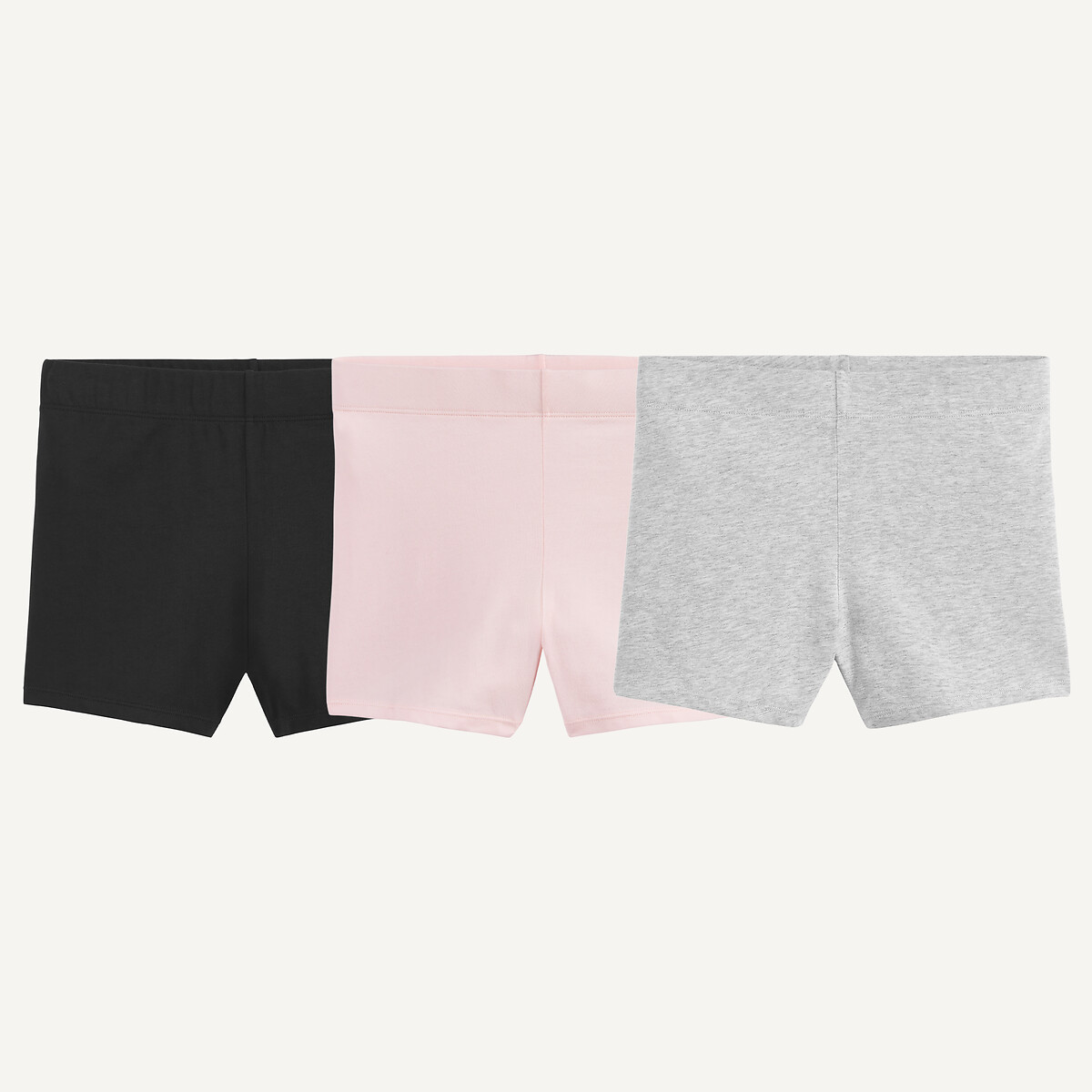 Lote de 3 shorts para llevar debajo de un vestido rosa + gris + negro, LA REDOUTE COLLECTIONS