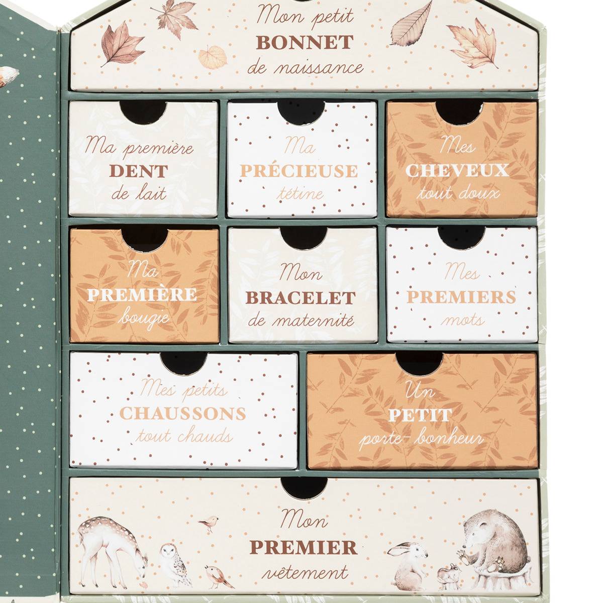 Coffret de naissance forme maison FORÊT vert, ATMOSPHERA FOR KIDS