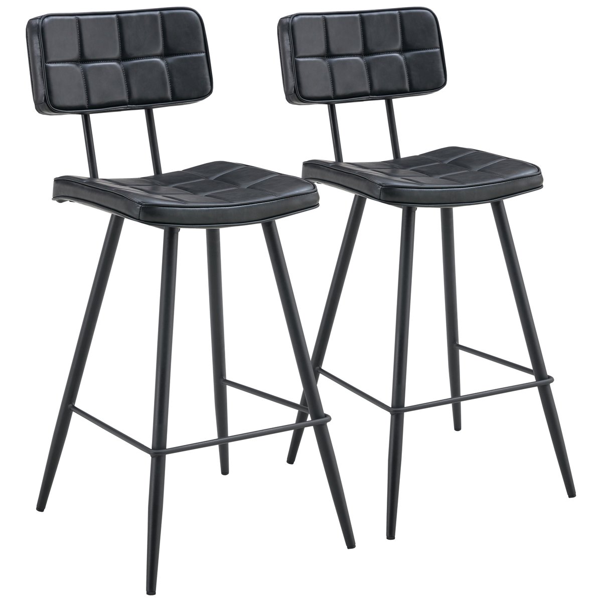 Tabourets de bar en simili, lot de 2, Fernand, FERNAND noir, HAPPY GARDEN