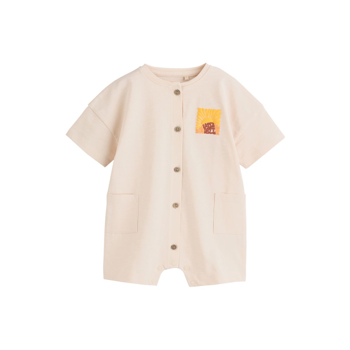 Barboteuse bébé à boutons et imprimé seminal soleil neutre, NEXT