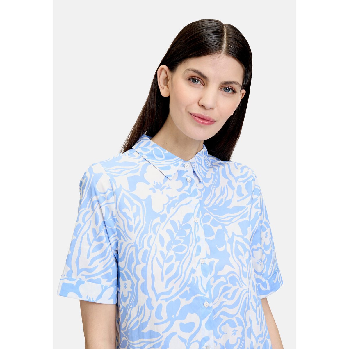 Robe-chemisier à poches blanc/bleu, CARTOON