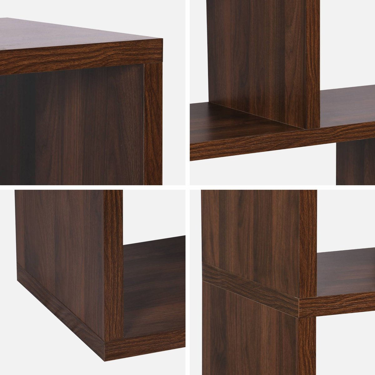 Etagère bibliothèque décor bois asymétrique 5 niveaux 10 compartiments BASIKS noyer, SWEEEK