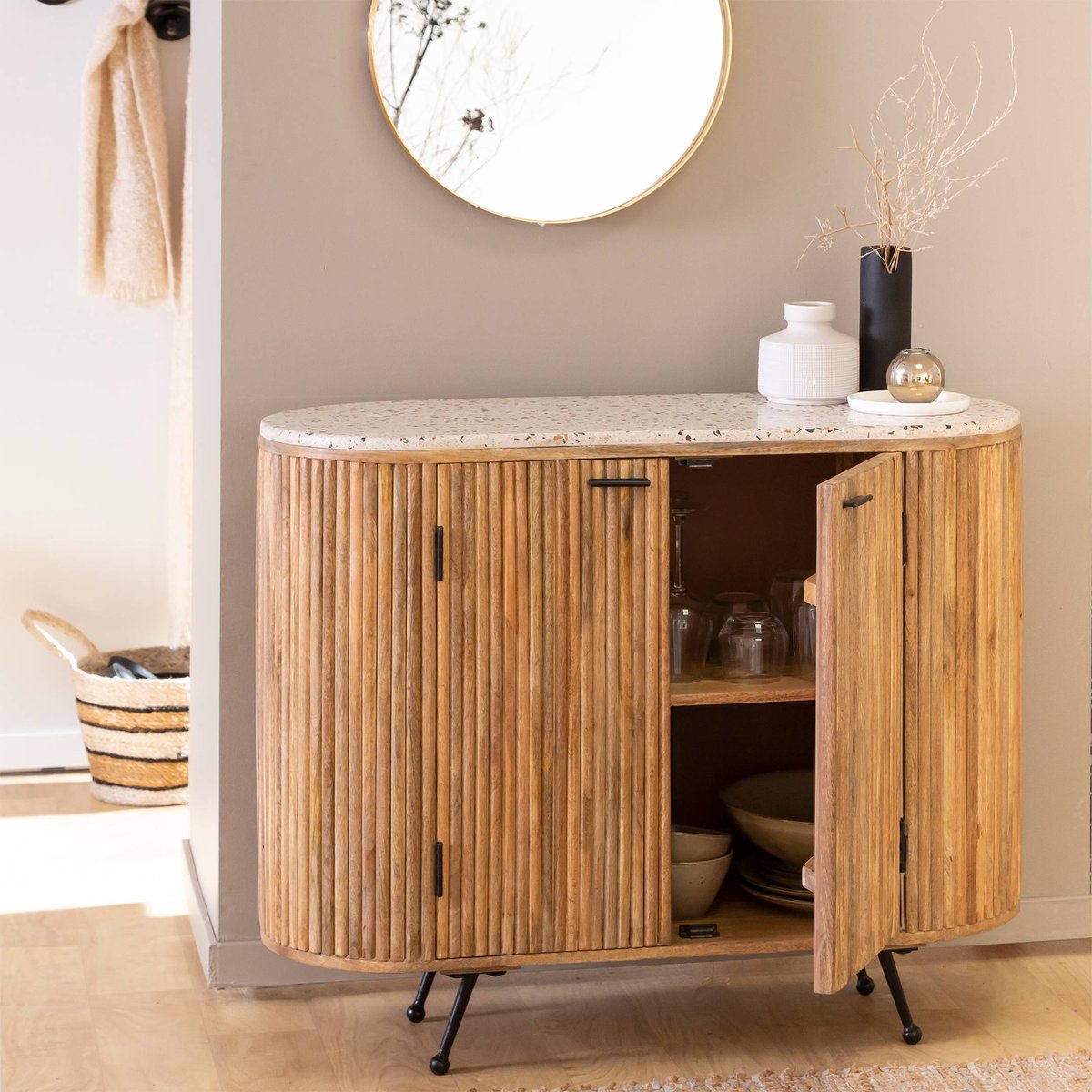 Buffet en bois de manguier AMBRINE bois clair, MADE IN MEUBLES