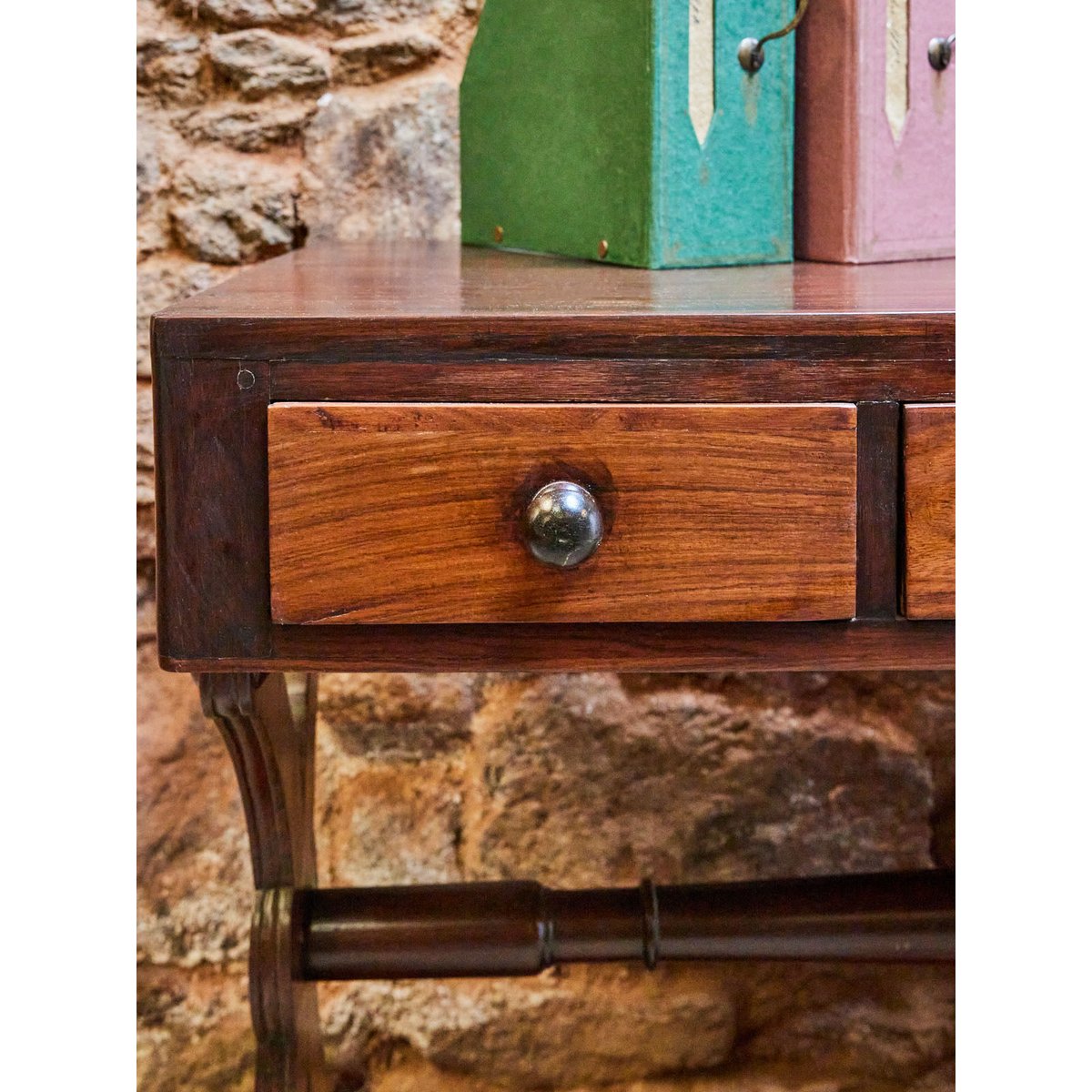 Bureau anglais en bois Edouard N°503 - Bon état bois foncé, DEBONGOUT